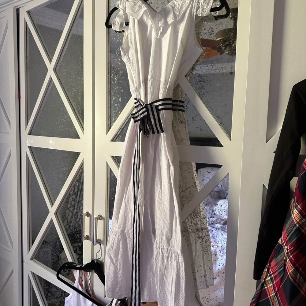 NWT Vineyard Vines for Target White Sleeveless Dress with Striped Belt - Picture 2 of 3